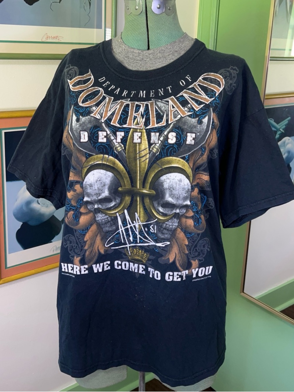 New Orleans Saints NFL Super Bowl Football Skull T-Shirt Domeland Defense Vilma